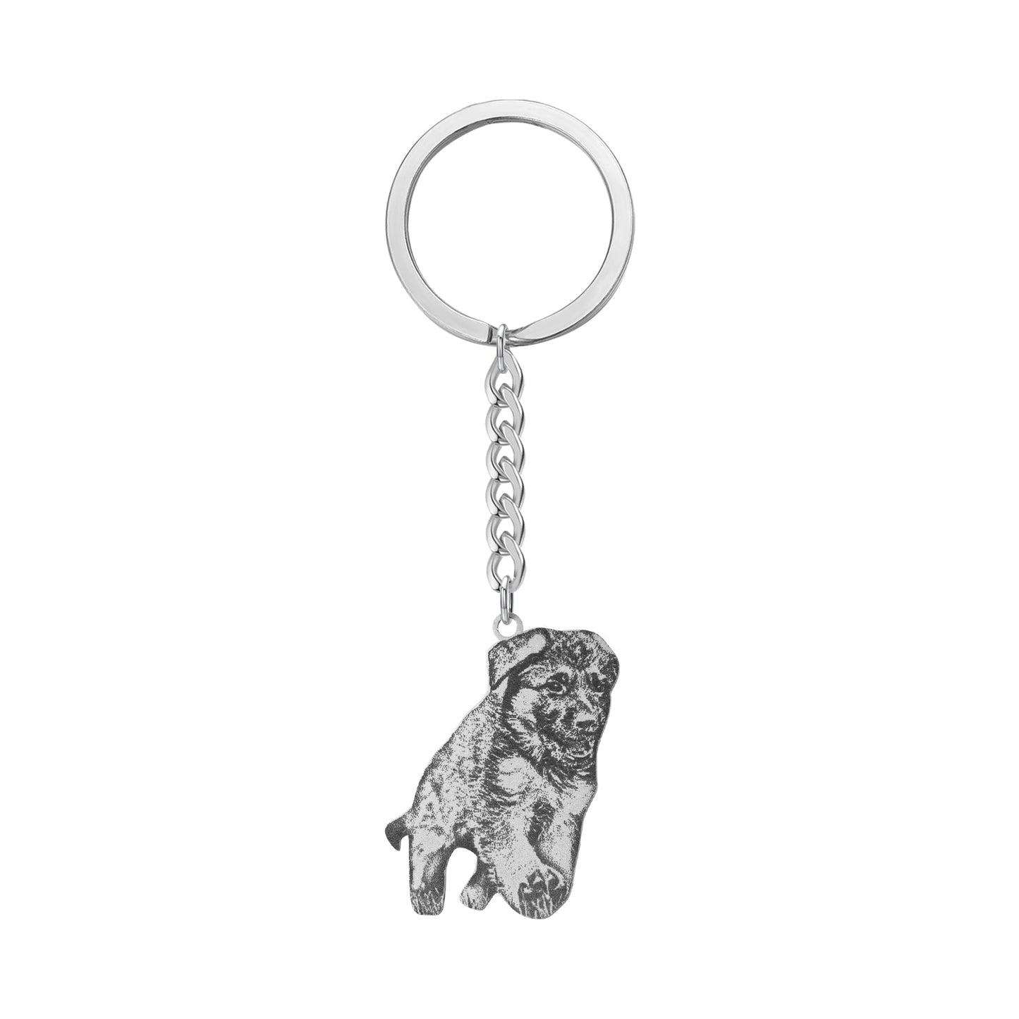 Custom Pet Portrait Keychain – Engraved Dog & Cat Cut Out Keepsake Product vendor 59.00 Animal Heroes Silver