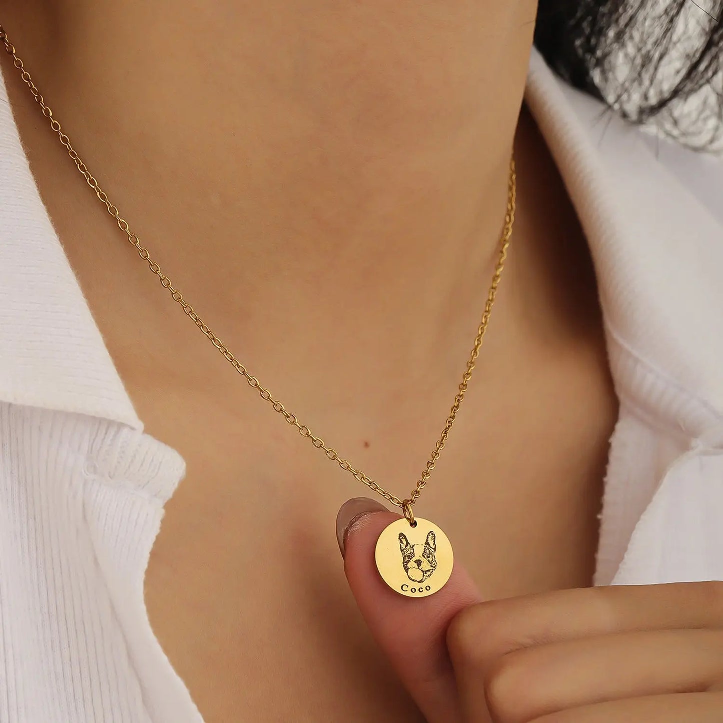 Engraved Disc Pet Portrait Name Necklace Product vendor Animal Heroes