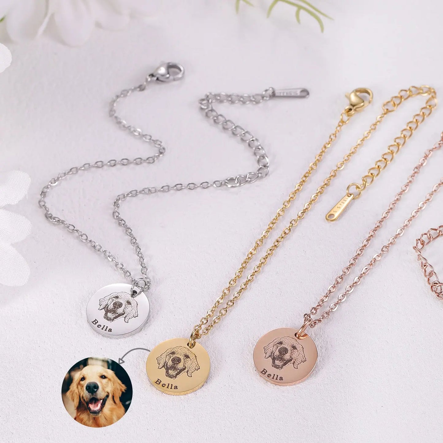 Engraved Disc Pet Portrait Name Necklace Product vendor Animal Heroes