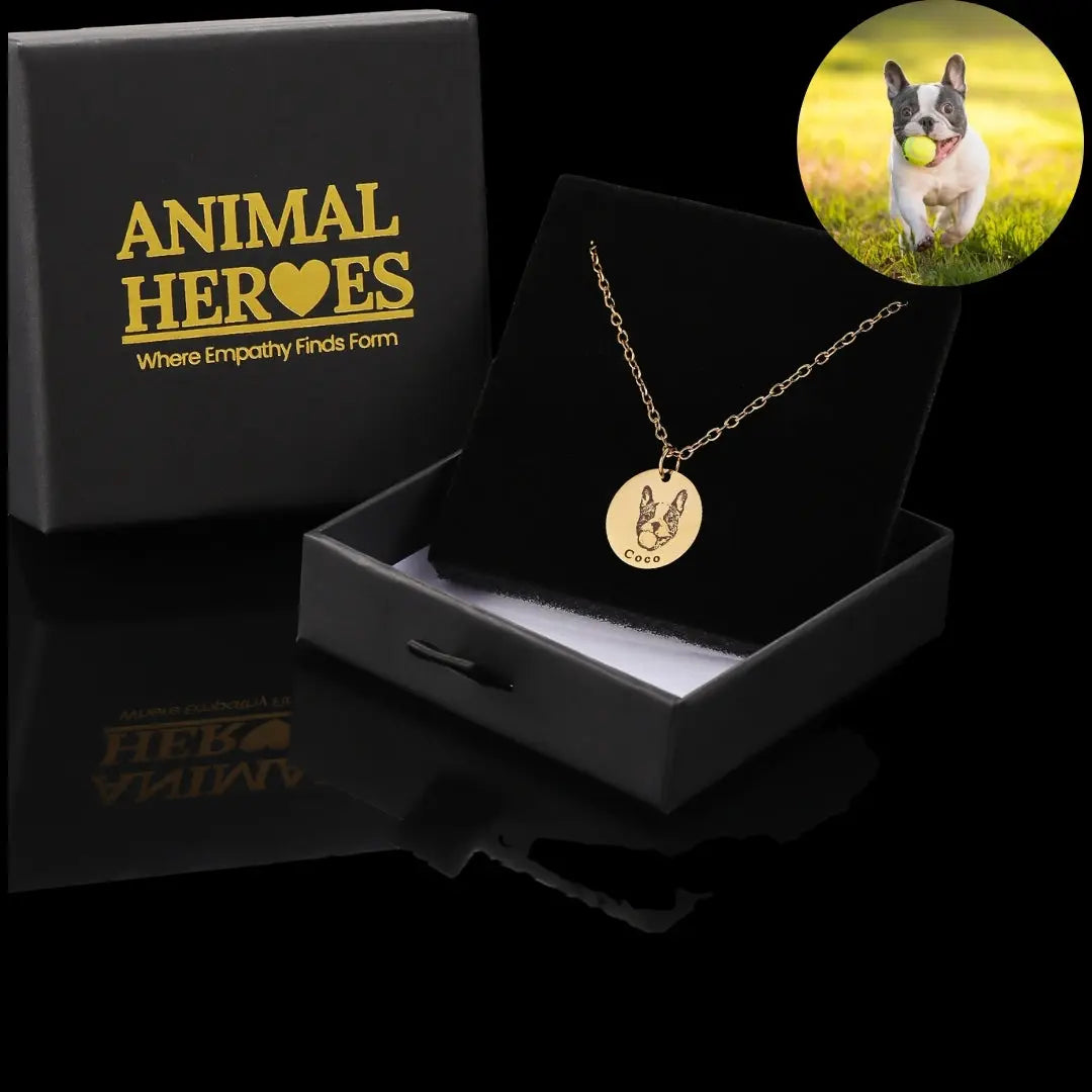 Engraved Disc Pet Portrait Name Necklace Product vendor Animal Heroes