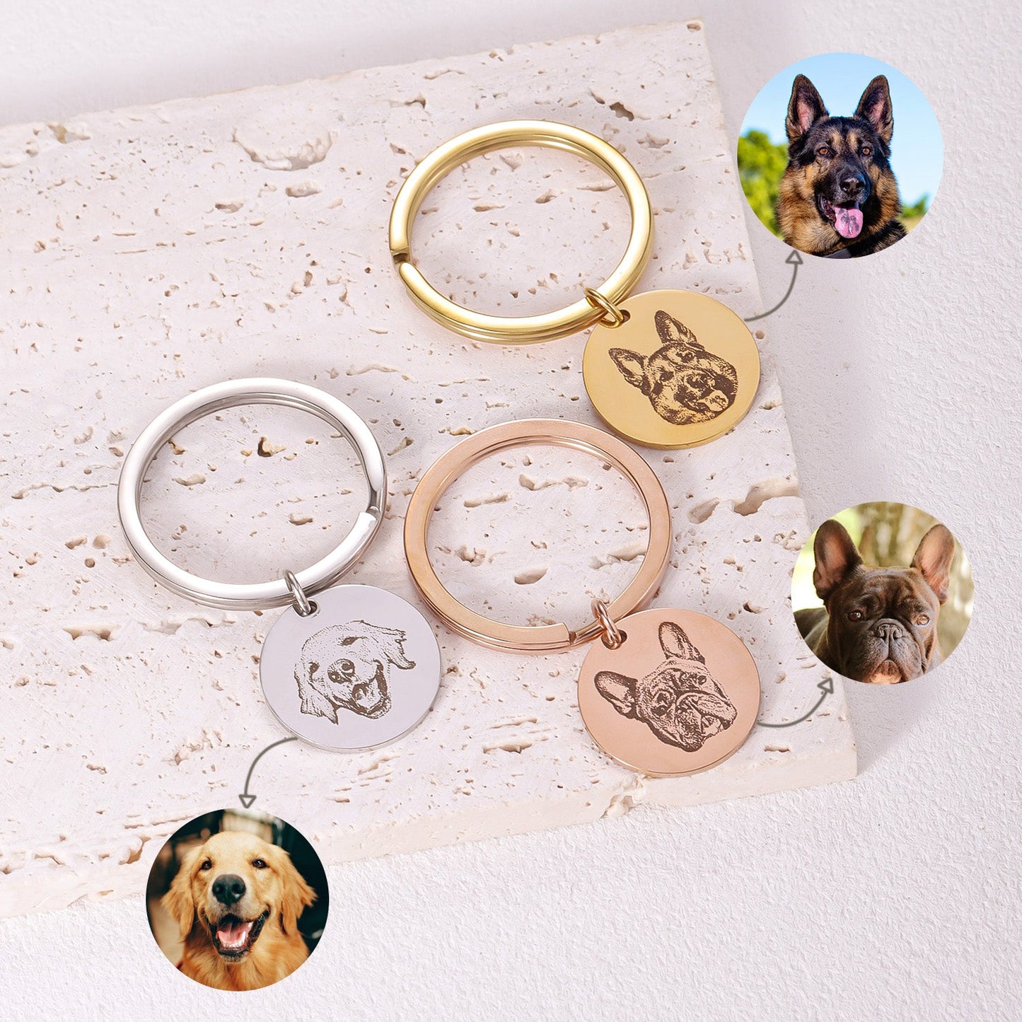 Engraved Pet Disc Keychain – Custom Dog & Cat Portrait Product vendor Animal Heroes