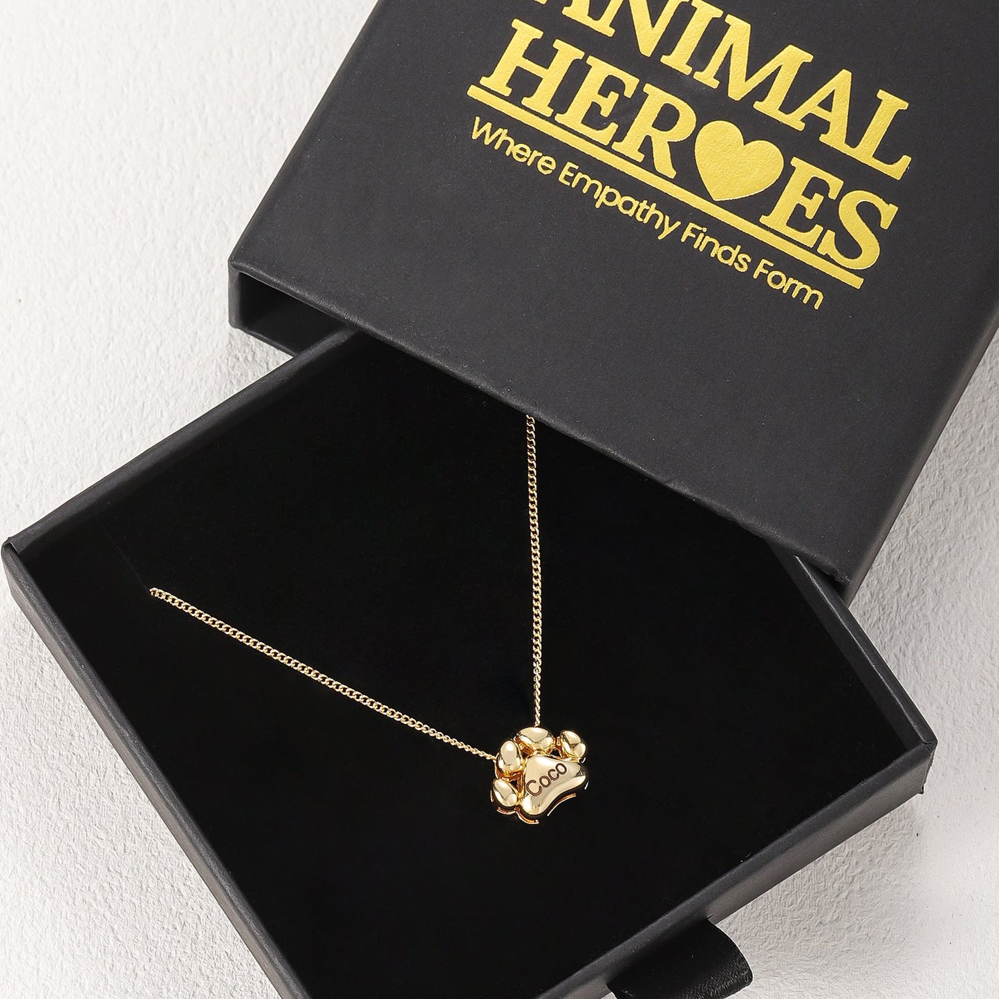 3D Dog Paw Necklace – Custom Engraved Pet Name Jewelry Product vendor Custom Pet Necklace  Animal Heroes