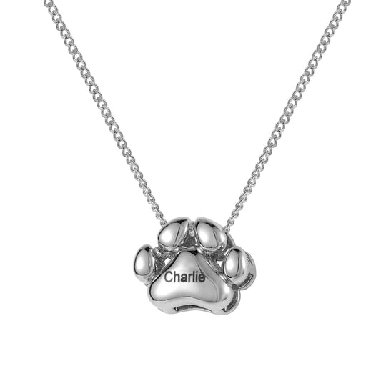 3D Dog Paw Necklace – Custom Engraved Pet Name Jewelry Product vendor Custom Pet Necklace 139.00 Animal Heroes Silver / 20"/50cm