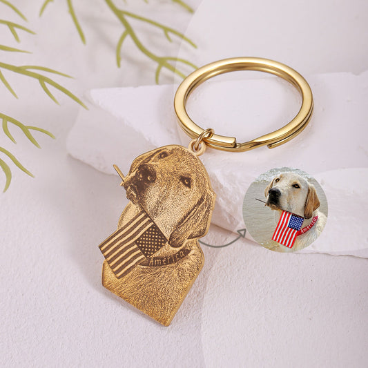 Custom Pet Portrait Keychain – Engraved Dog & Cat Keepsake, Personalized Pet Jewelry Product vendor Custom Pet Chain  Animal Heroes