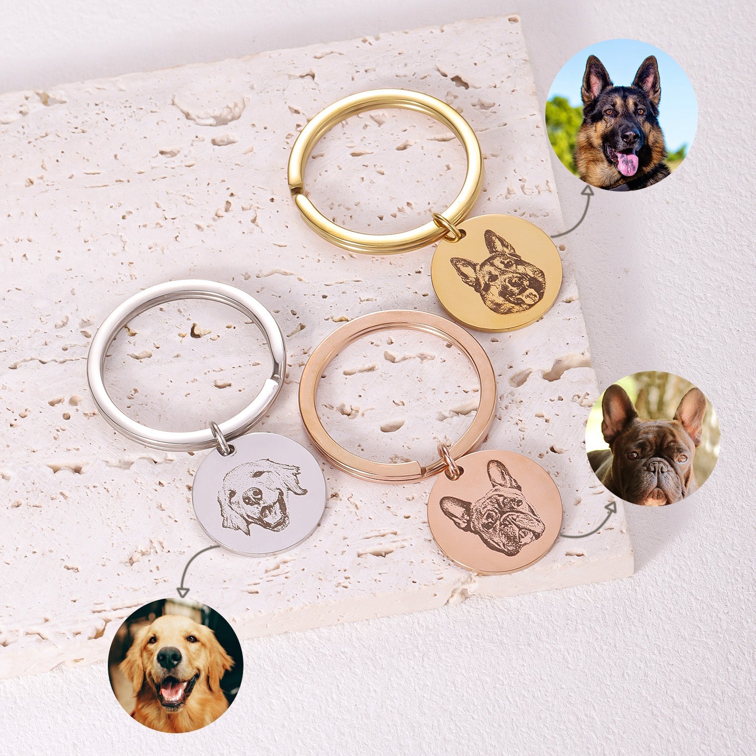 Engraved Pet Disc Keychain – Custom Dog & Cat Portrait Product vendor   Animal Heroes