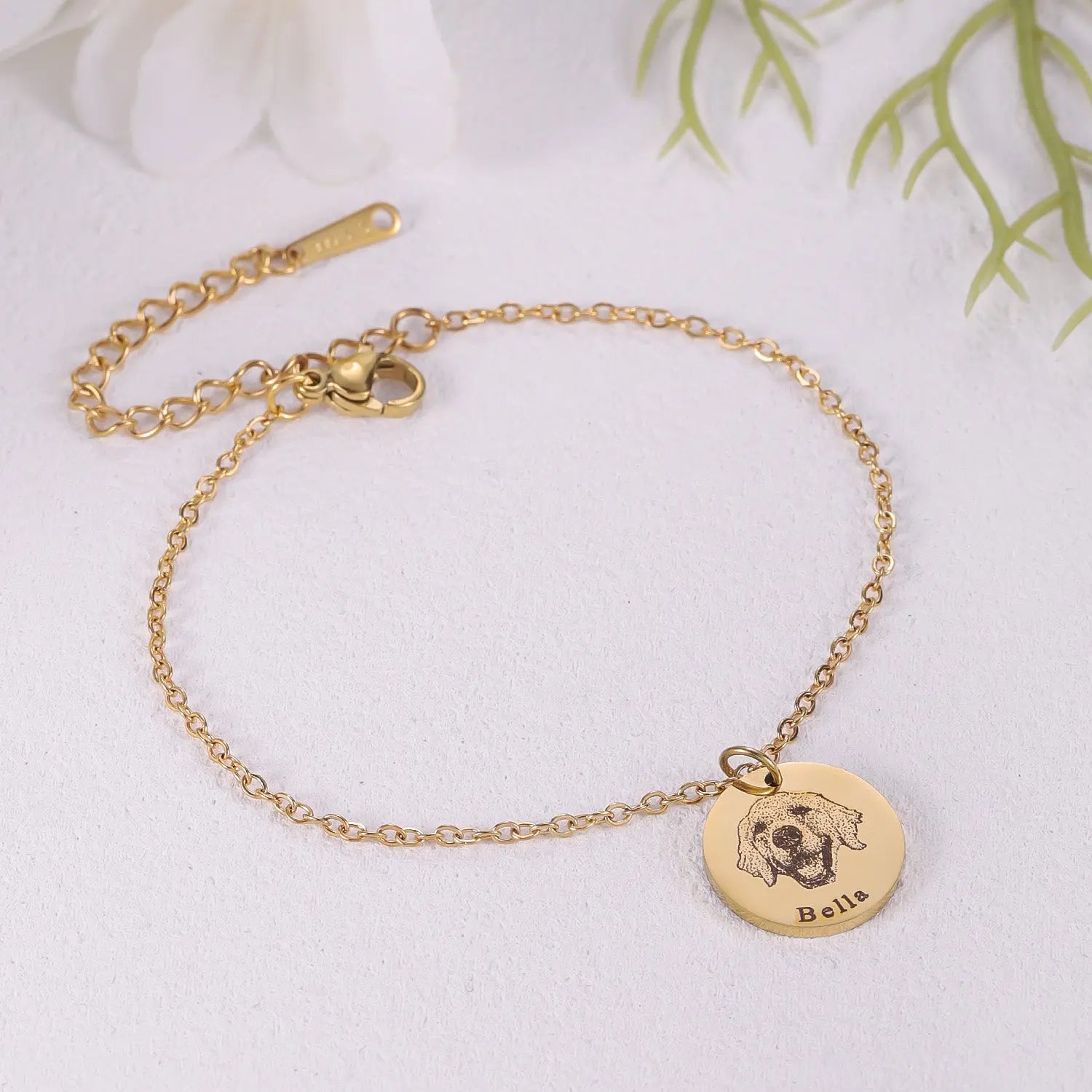 Engraved Pet Portrait Disc Bracelet – Custom Dog & Cat Jewelry in Gold, Silver or Rose Gold Product vendor   Animal Heroes