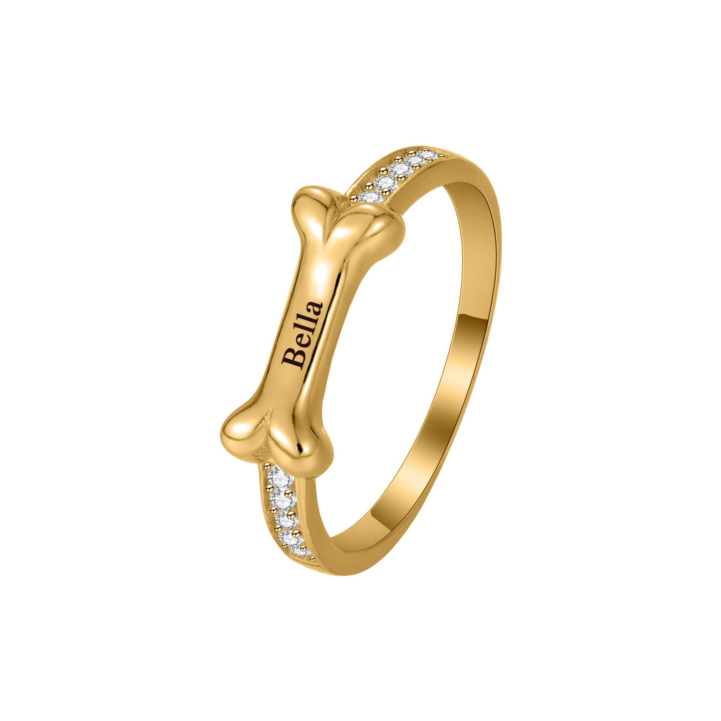 Personalized Dog Bone Ring with Pet’s Name Product vendor  69.00 Animal Heroes Gold / 12