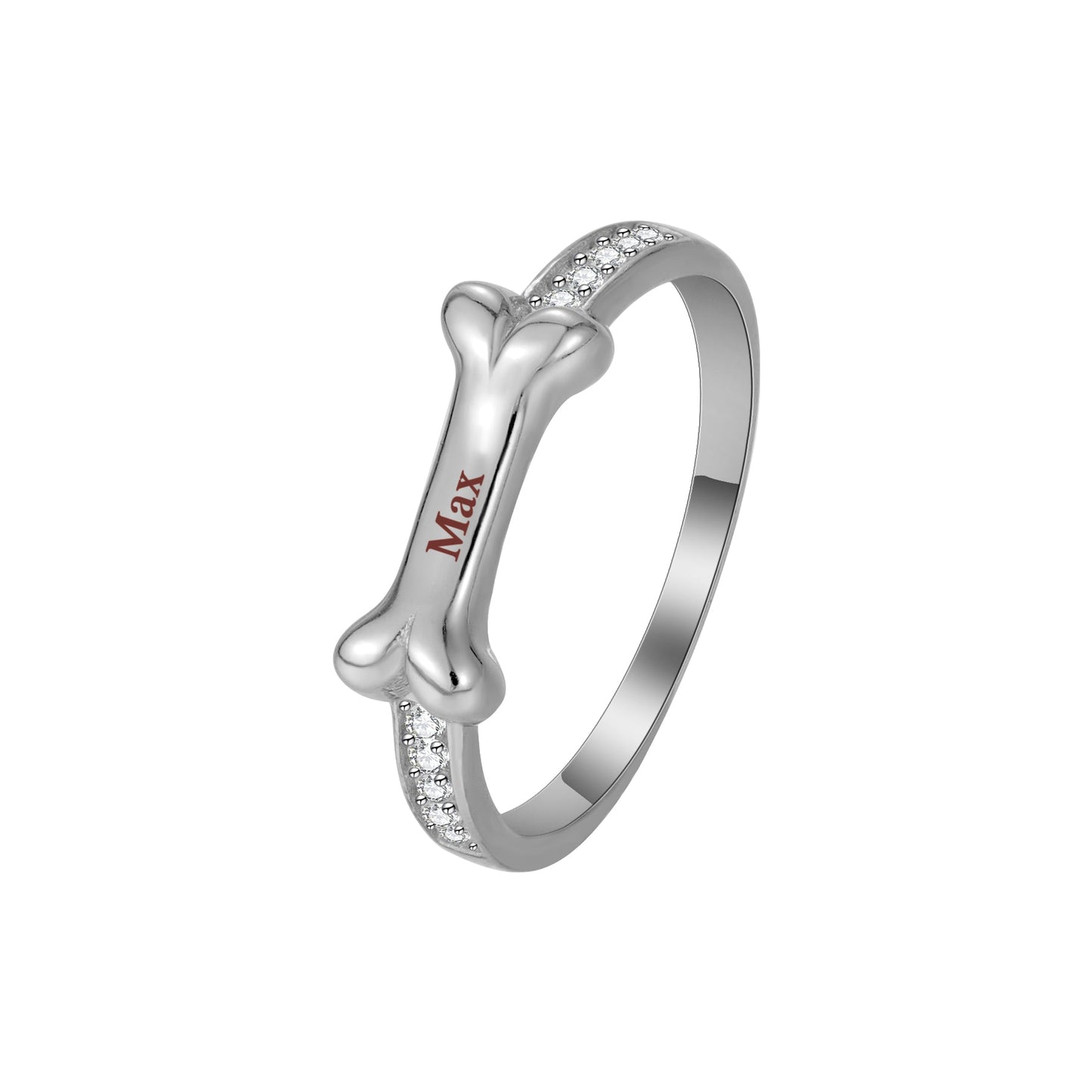 Personalized Dog Bone Ring with Pet’s Name Product vendor  69.00 Animal Heroes Silver / 11
