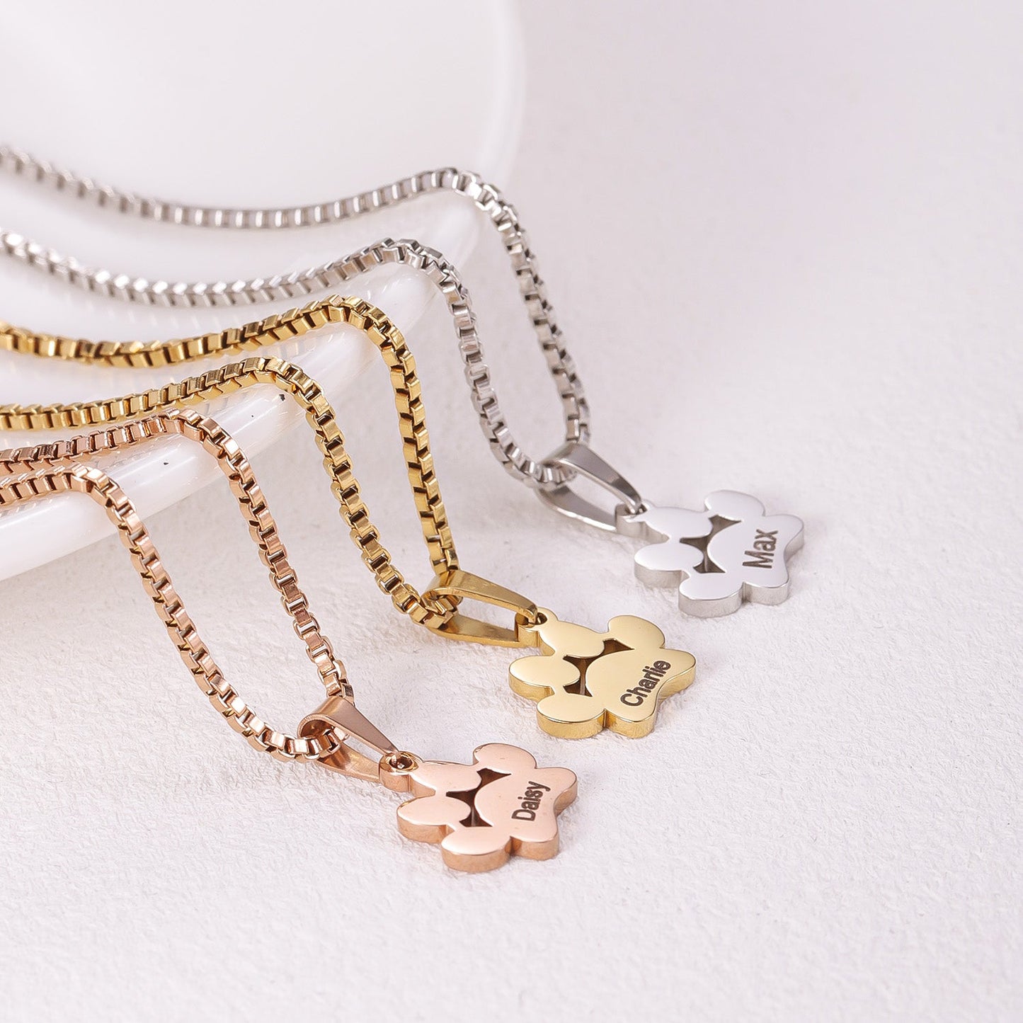 Personalized Paw Name Necklace – Custom Dog  & Cat Paw Pendant Product vendor Custom Pet Necklace  Animal Heroes