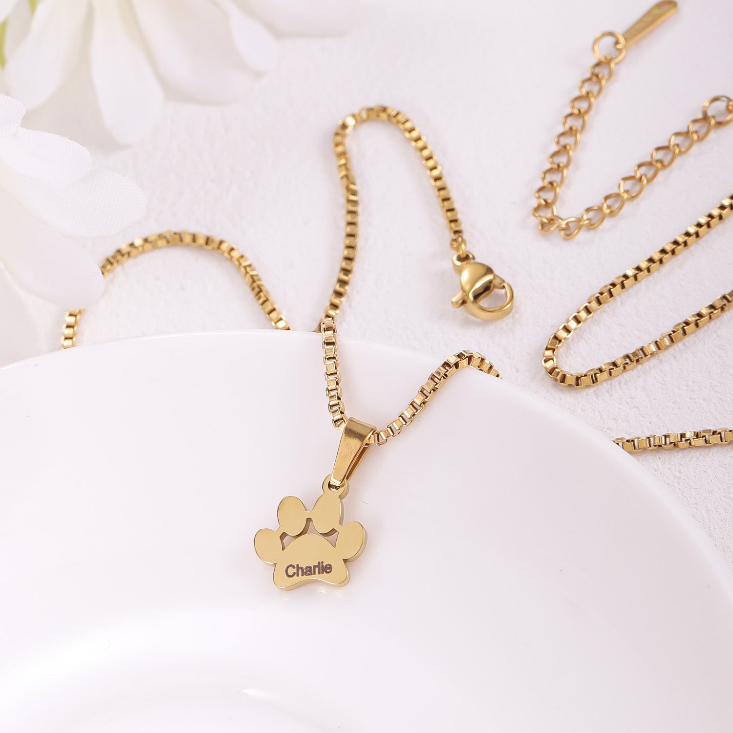 Personalized Paw Name Necklace – Custom Dog  & Cat Paw Pendant Product vendor Custom Pet Necklace  Animal Heroes