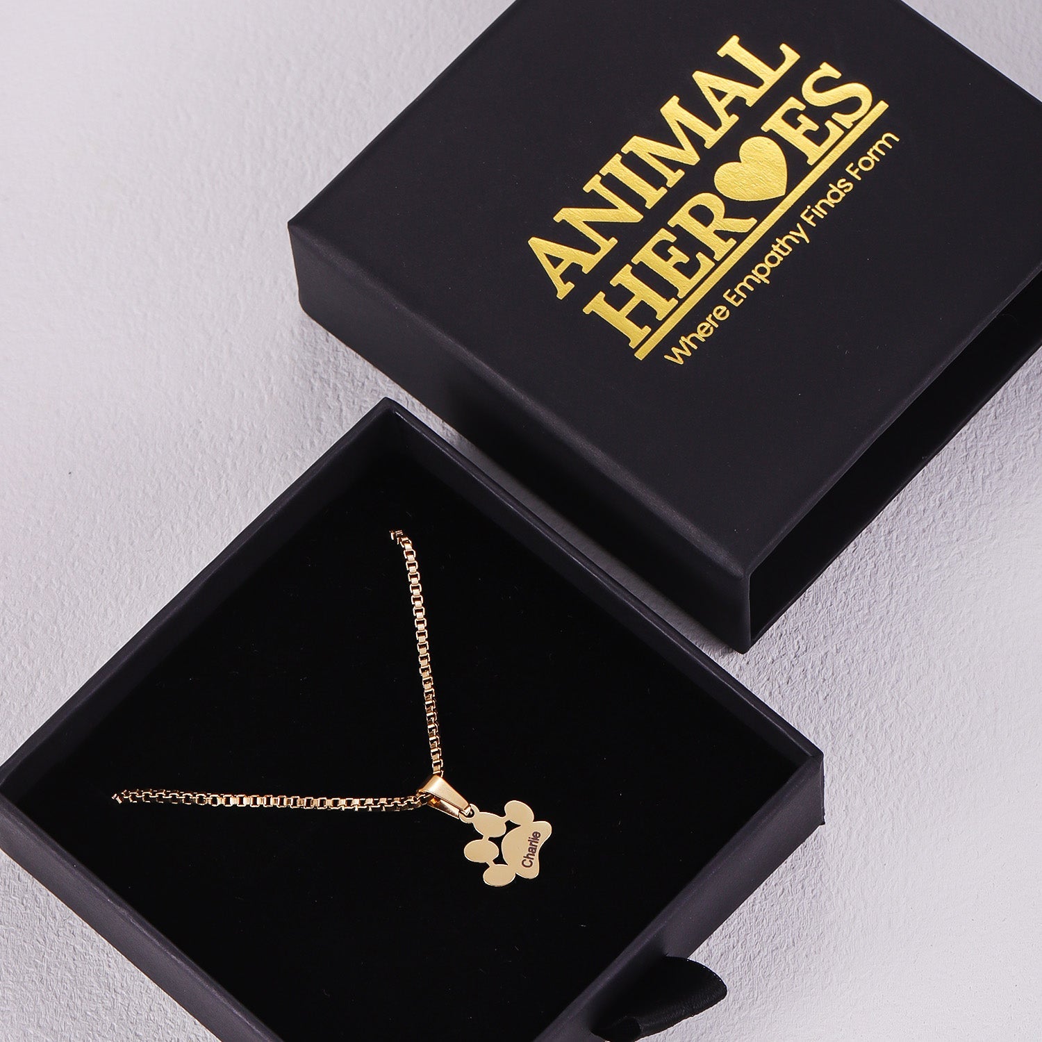 Personalized Paw Name Necklace – Custom Dog  & Cat Paw Pendant Product vendor Custom Pet Necklace  Animal Heroes