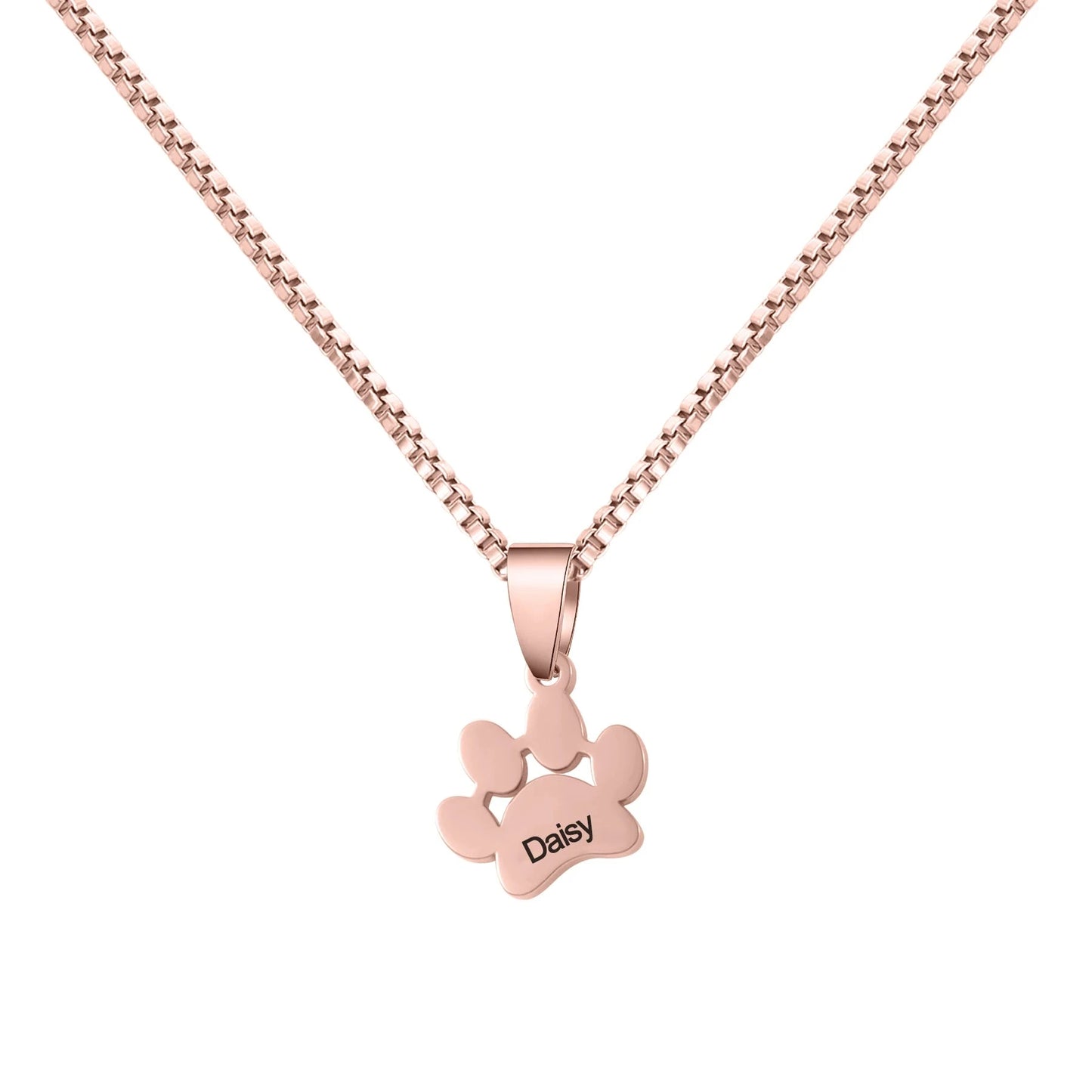 Personalized Paw Name Necklace – Custom Dog  & Cat Paw Pendant Product vendor Custom Pet Necklace 129.00 Animal Heroes Rose Gold / 20"/50cm