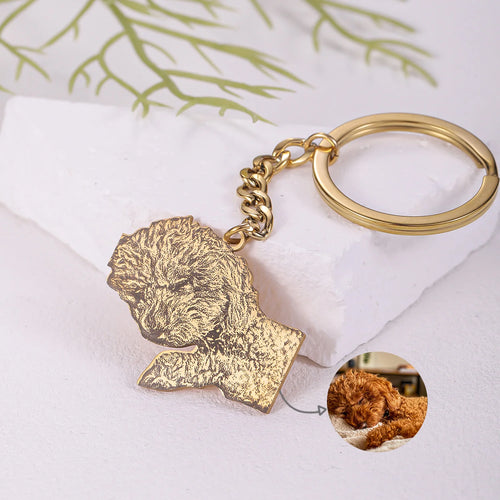 Custom Pet Portrait Keychain – Engraved Dog & Cat Cut Out Keepsake