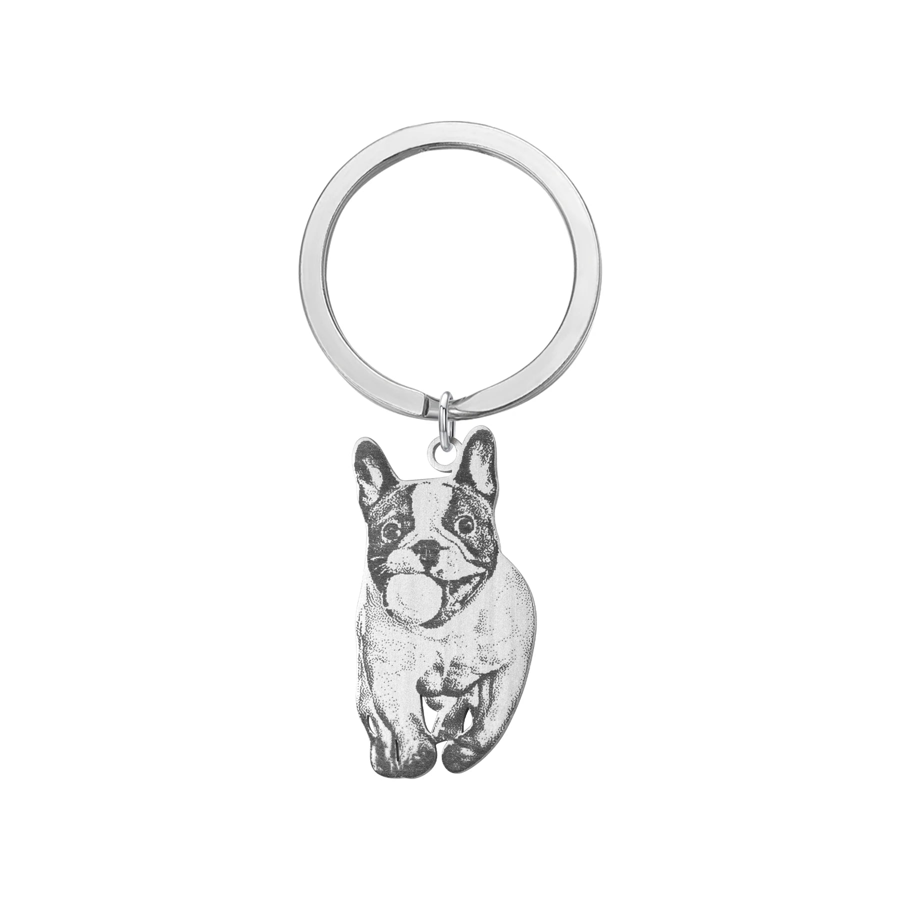 Custom Pet Portrait Keychain – Engraved Dog & Cat Keepsake, Personalized Pet Jewelry