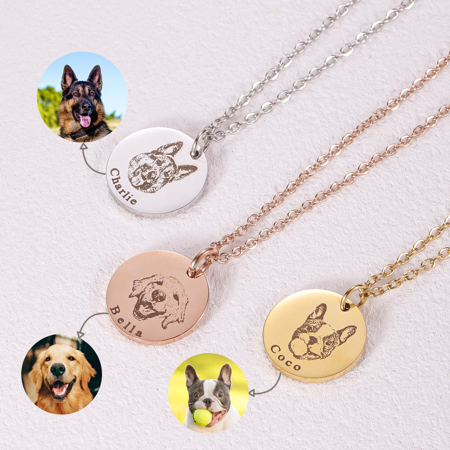 Custom Necklace - Engraved Photo & Name