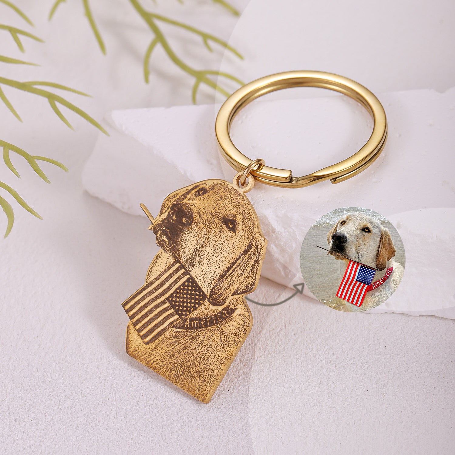 Custom Pet Portrait Keychain – Engraved Dog & Cat Keepsake, Personalized Pet Jewelry
